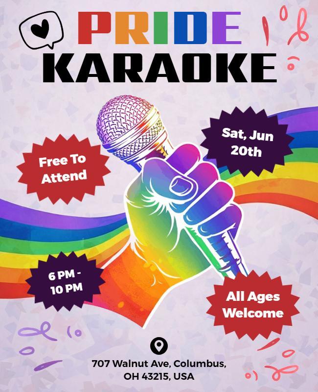 Pride Karaoke Event Celebration Flyer Template