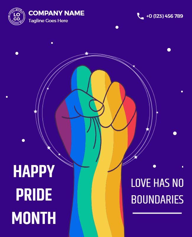 Pride Month Celebration Flyer with Rainbow Fist Template