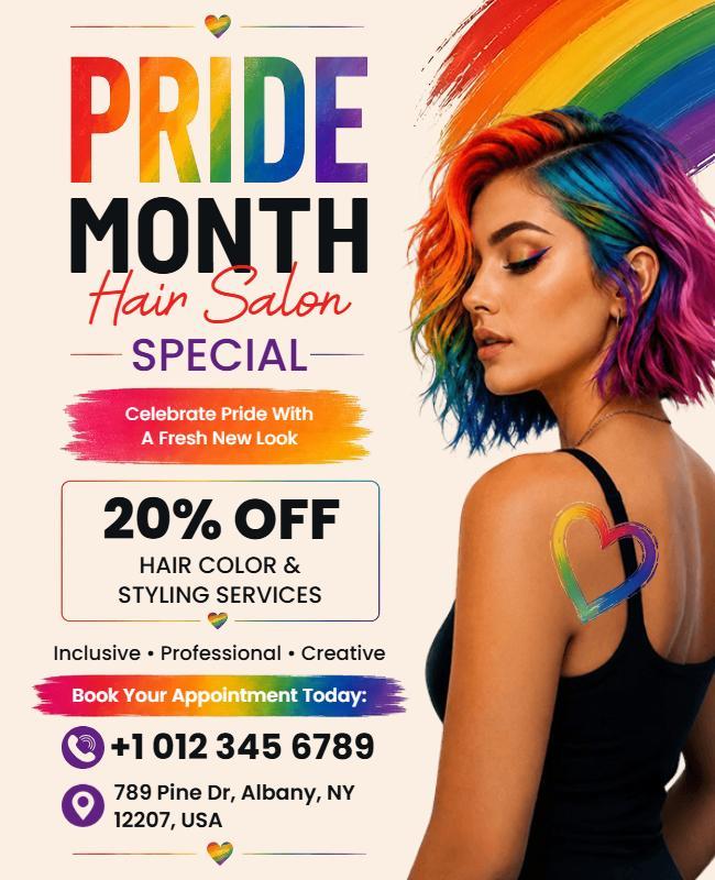 Pride Month Hair Salon Discount Flyer Template
