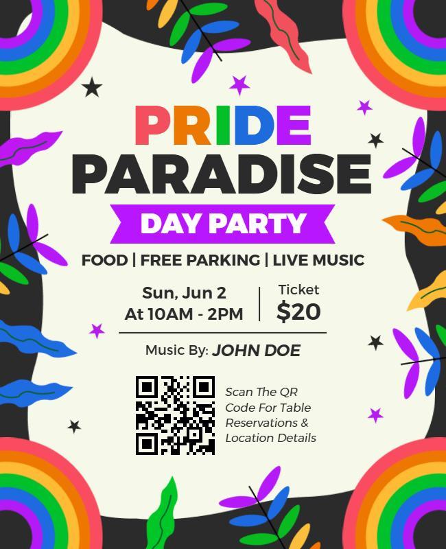 Pride Paradise Day Party Community Event Flyer Template