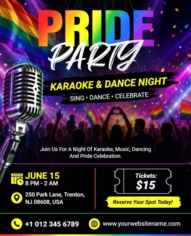 Pride Party Karaoke and Dance Night Flyer Template