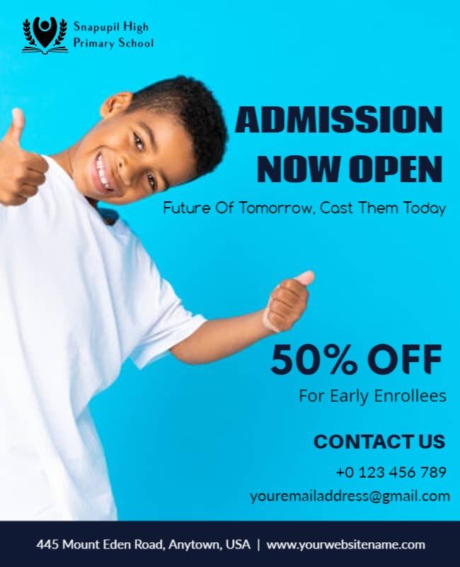 Primary School Admission Discount Flyer Template