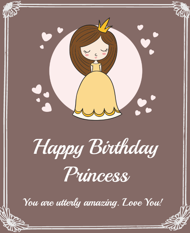 Princess Theme Happy Birthday Flyer Template