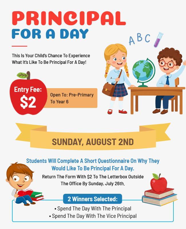 Principal for a Day School Event Flyer Template