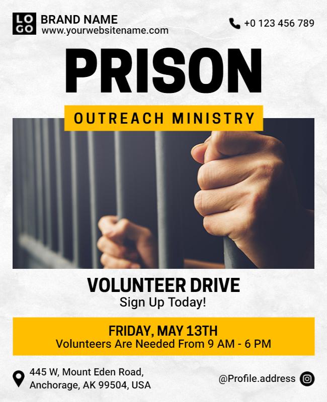 Prison Outreach Volunteer Drive Flyer Template