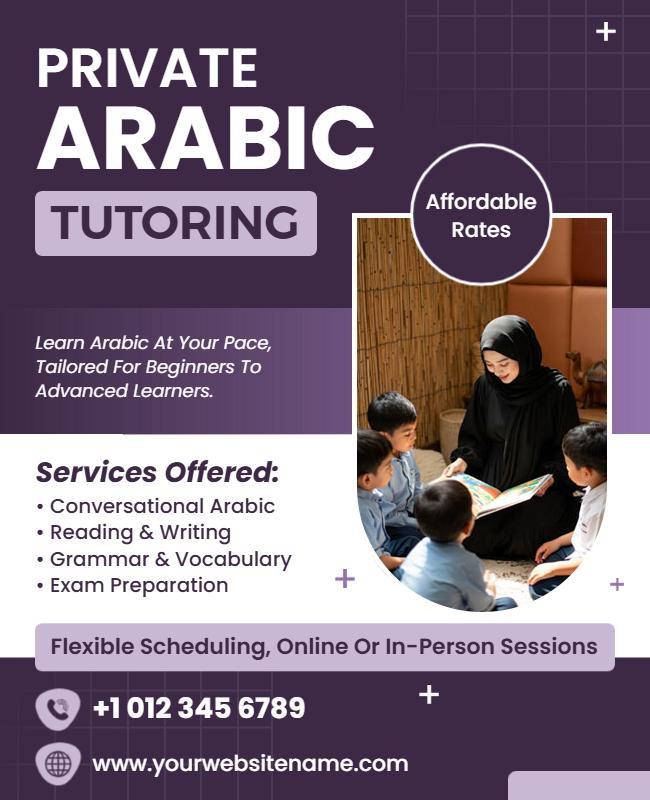 Private Arabic Tutoring Services Flyer Template