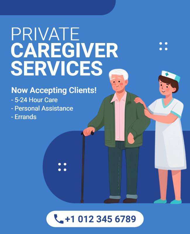Private Caregiver Services Promotion Flyer Template