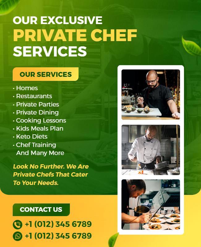 Private Chef Services Promotional Flyer Template