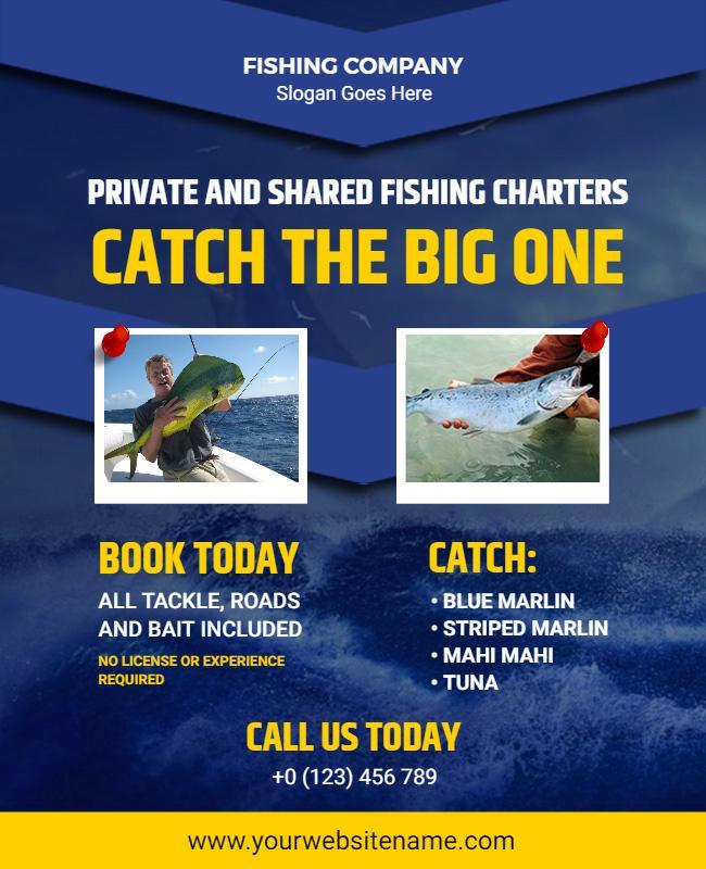 Private Fishing Charters Promotional Flyer Template