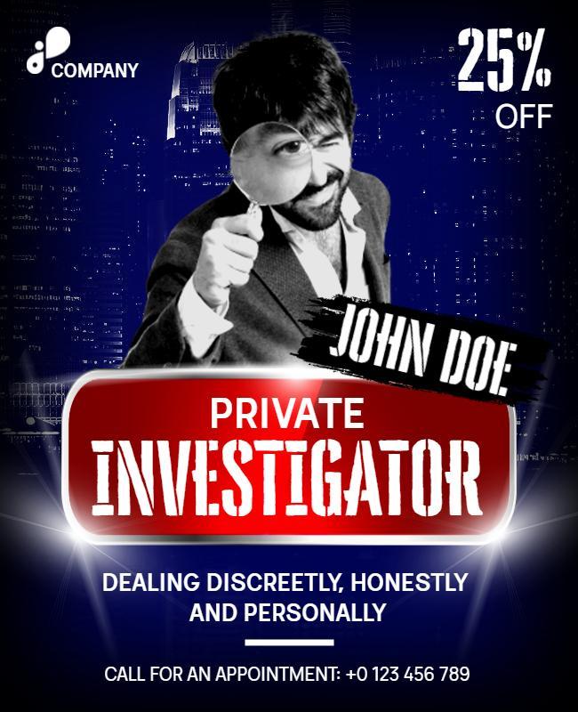 Private Investigator Services Promotional Flyer Template