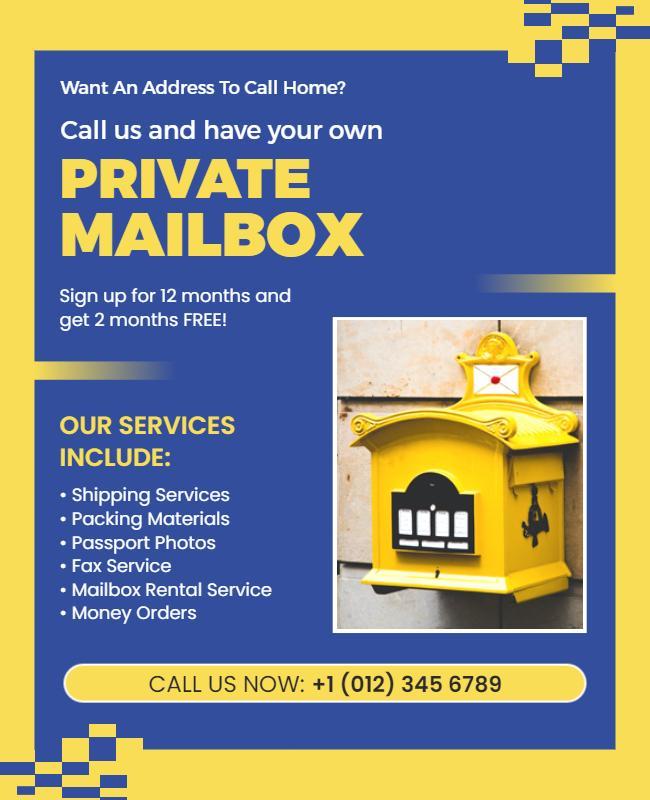 Private Mailbox Service Promotional Flyer Template