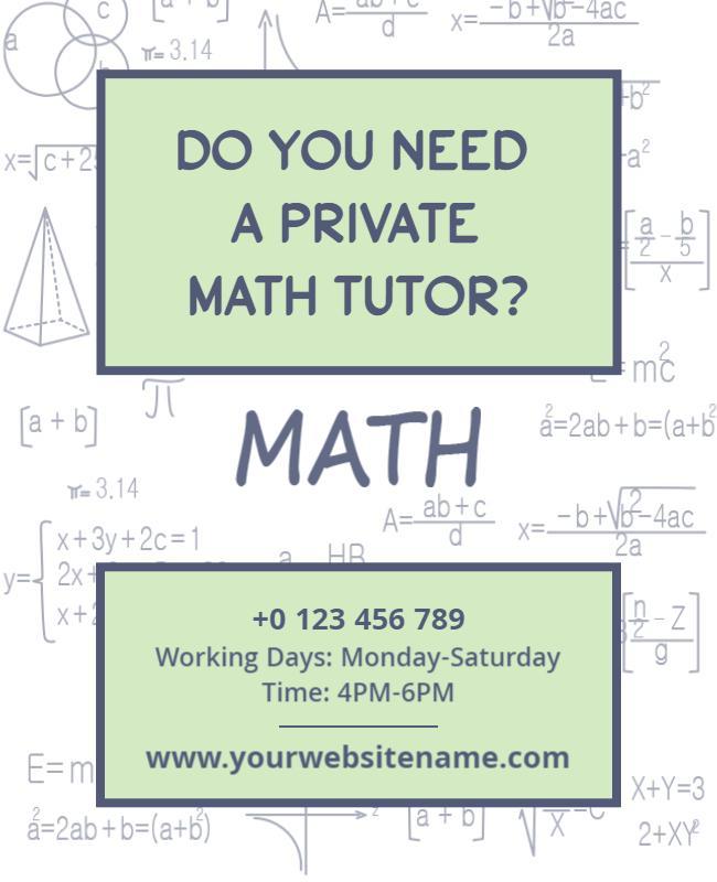 Private Math Tutoring Services Flyer Template