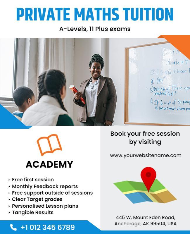 Private Maths Tuition Educational Flyer Template