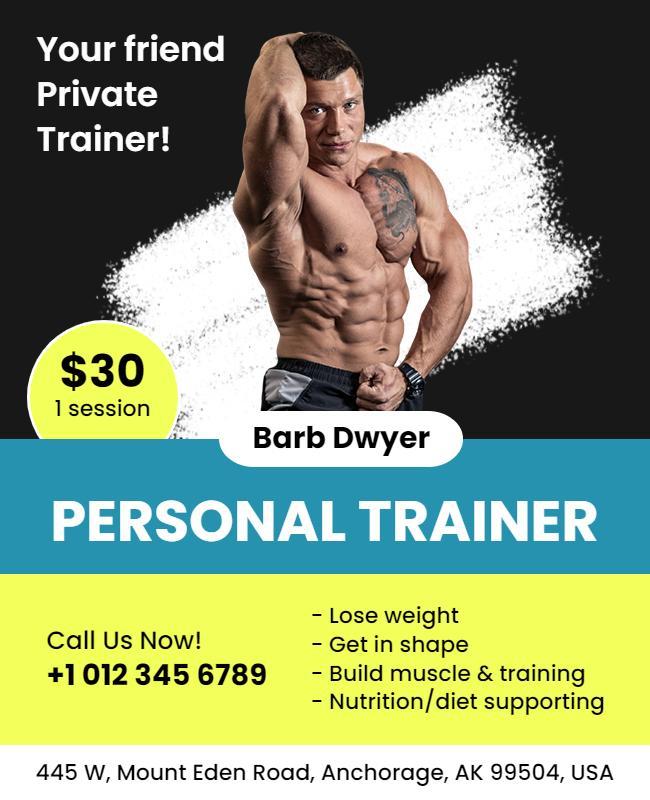 Private Personal Trainer Fitness Promotion Flyer Template