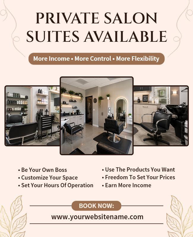 Private Salon Suites Availability Promotion Flyer Template