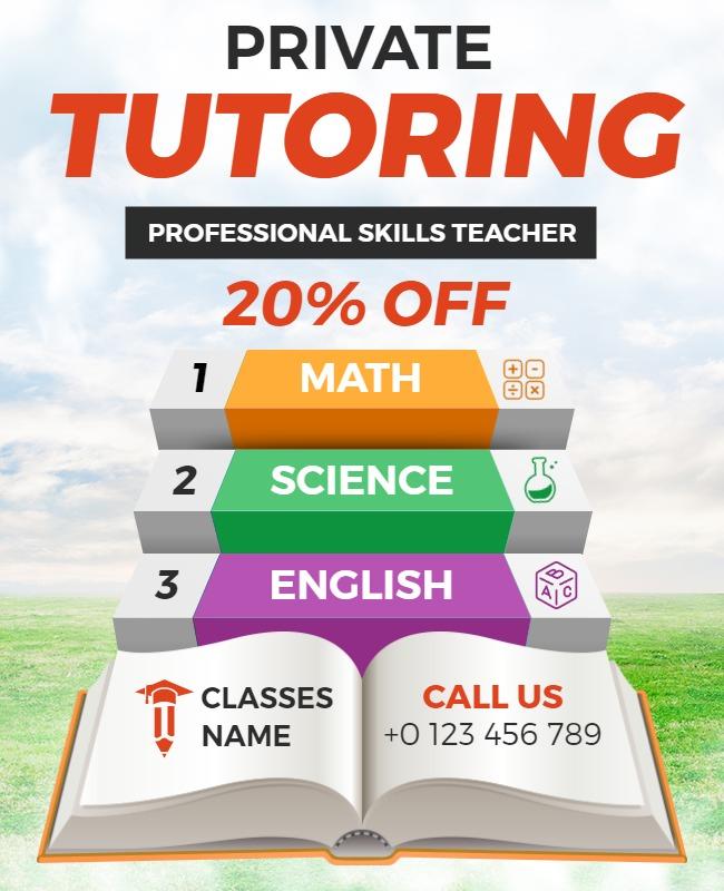 Bold Colorful Educational Tutoring Services Flyer Template