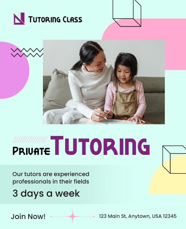 Colorful Modern Private Tutoring Class Flyer Template