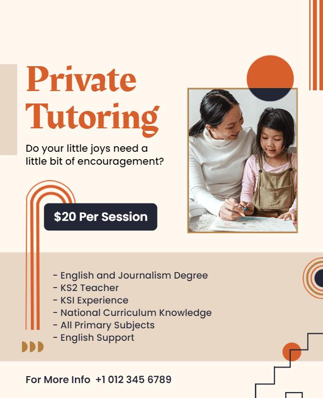 Modern Warm Private Tutoring Services Flyer Template