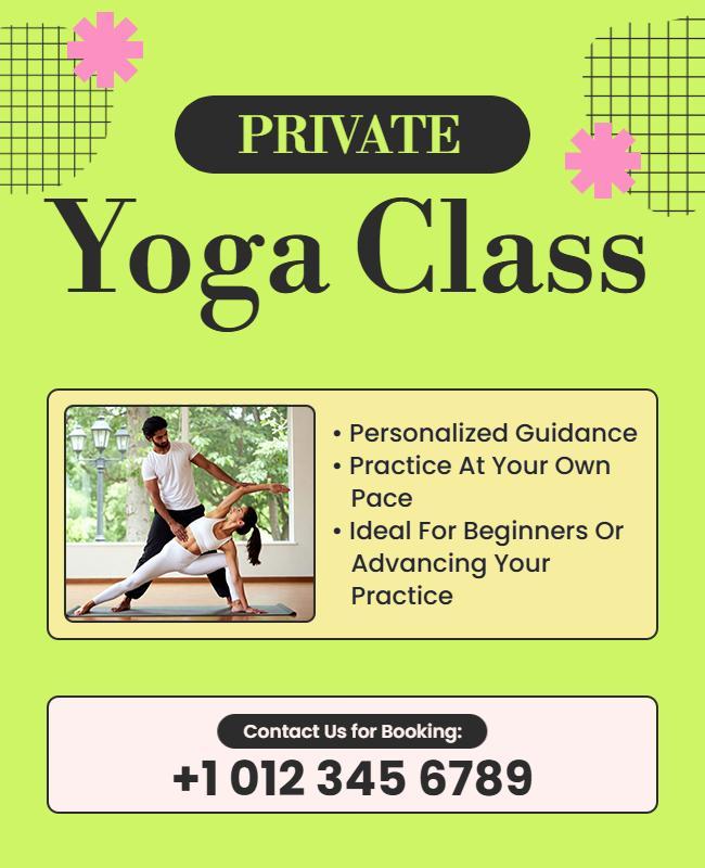 Private Yoga Class Promotional Poster Template
