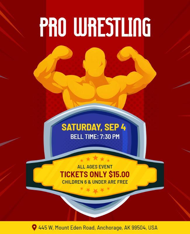 Pro Wrestling Event Promotional Flyer Template