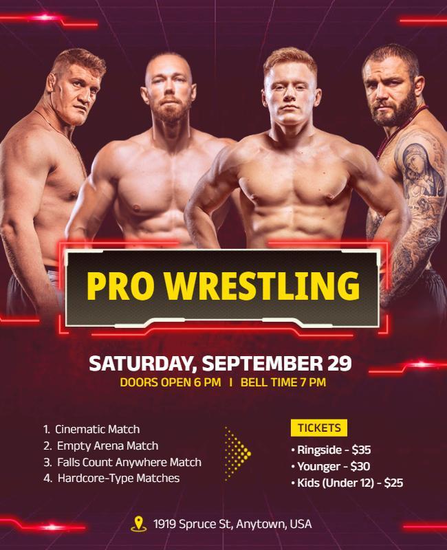 Pro Wrestling Live Event Flyer Template