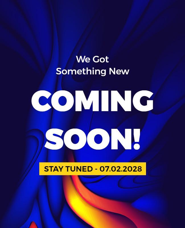 Dynamic Blue and Orange Coming Soon Announcement Flyer Template