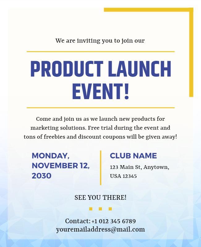 Modern Blue Geometric Product Launch Event Flyer Template