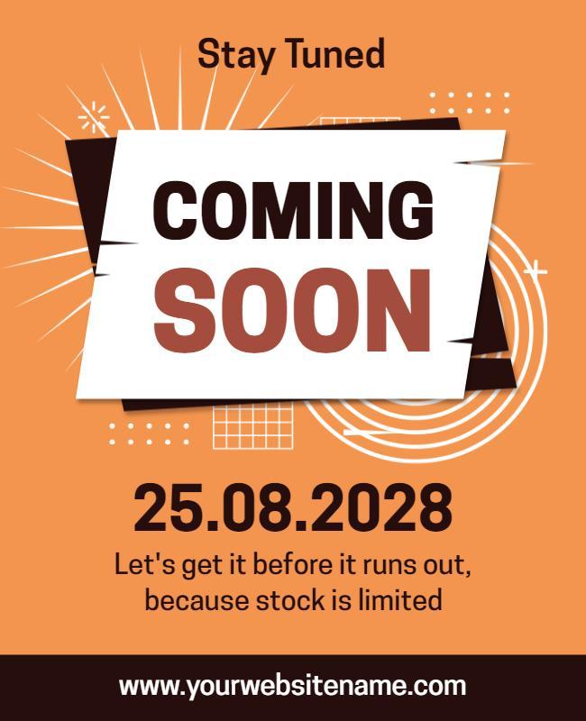 Bold Modern Orange Coming Soon Announcement Flyer Template