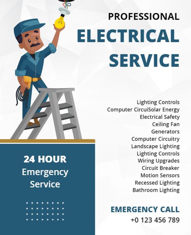 Professional 24 Hour Electrical Service Flyer Template