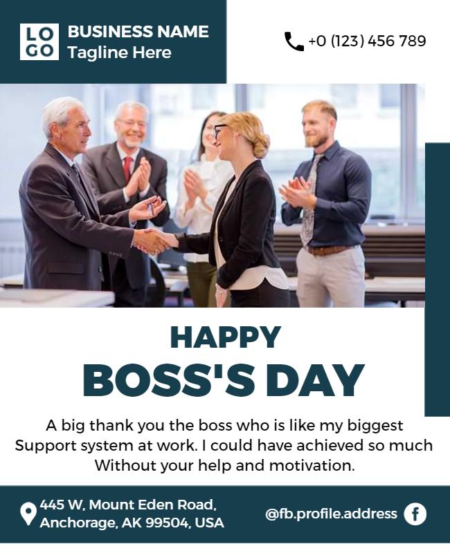 Professional Appreciation Happy Boss's Day Poster Template