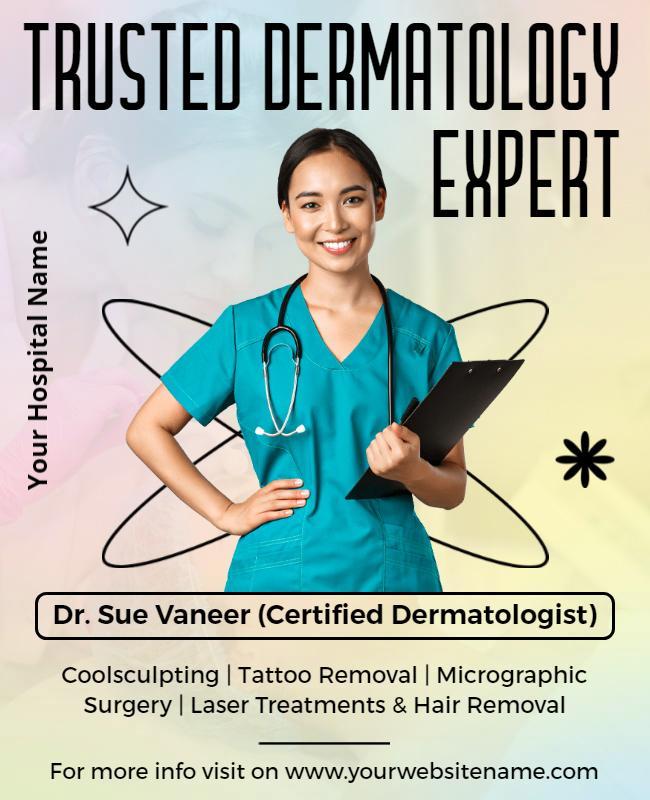 Professional Aqua Themed Dermatology Expert Services Poster Template