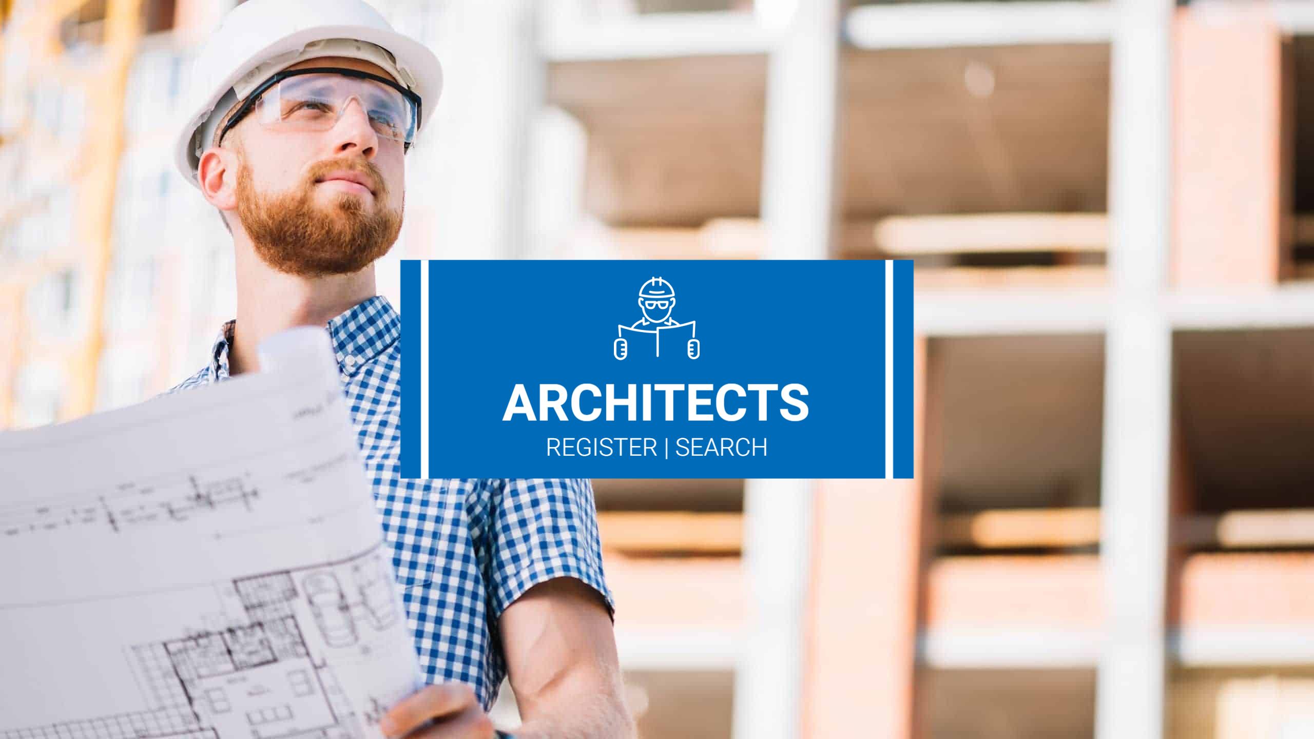 Professional Architect Reviewing Blueprints for YouTube Banner Template