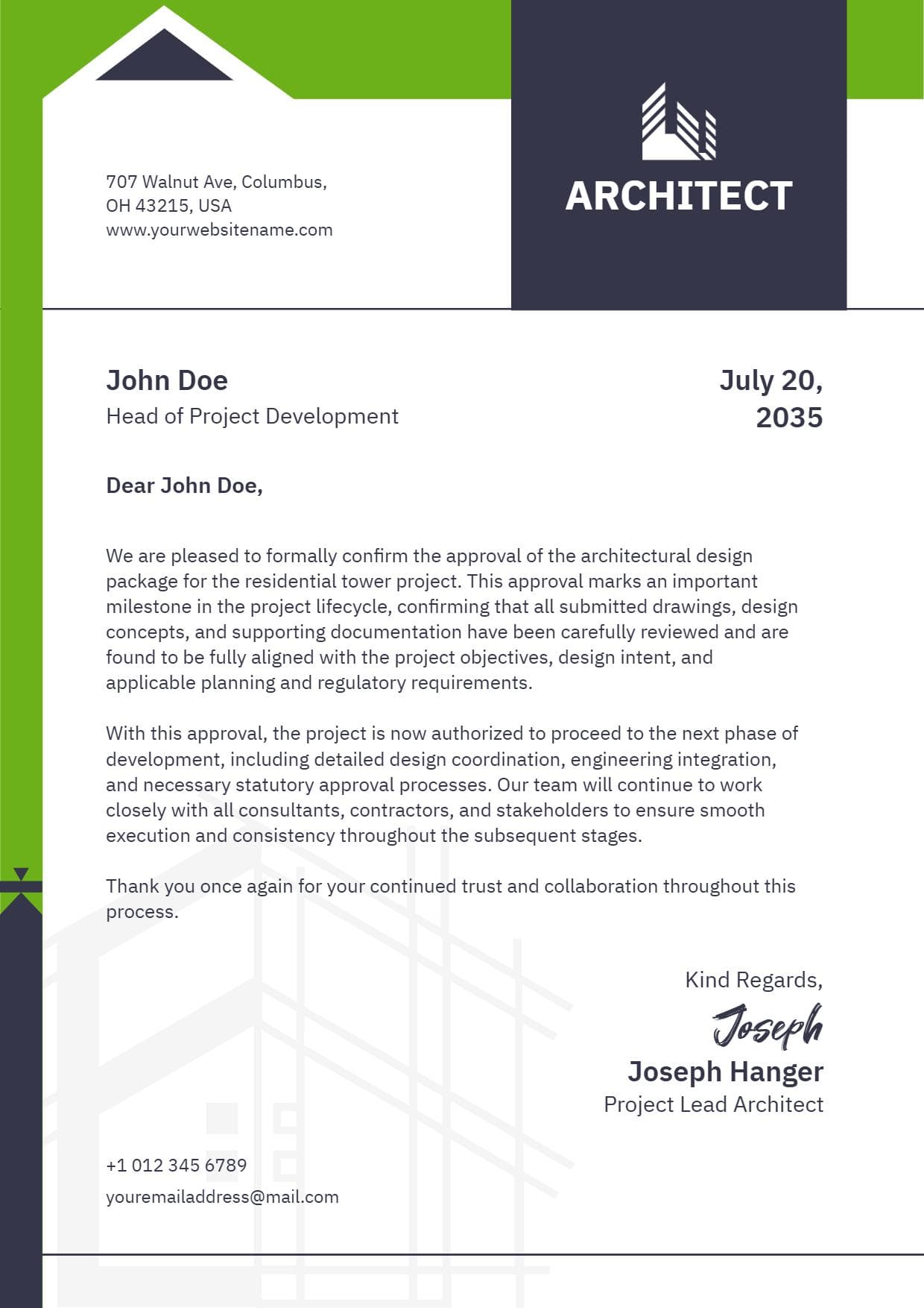 Professional Architectural Correspondence Letterhead Template