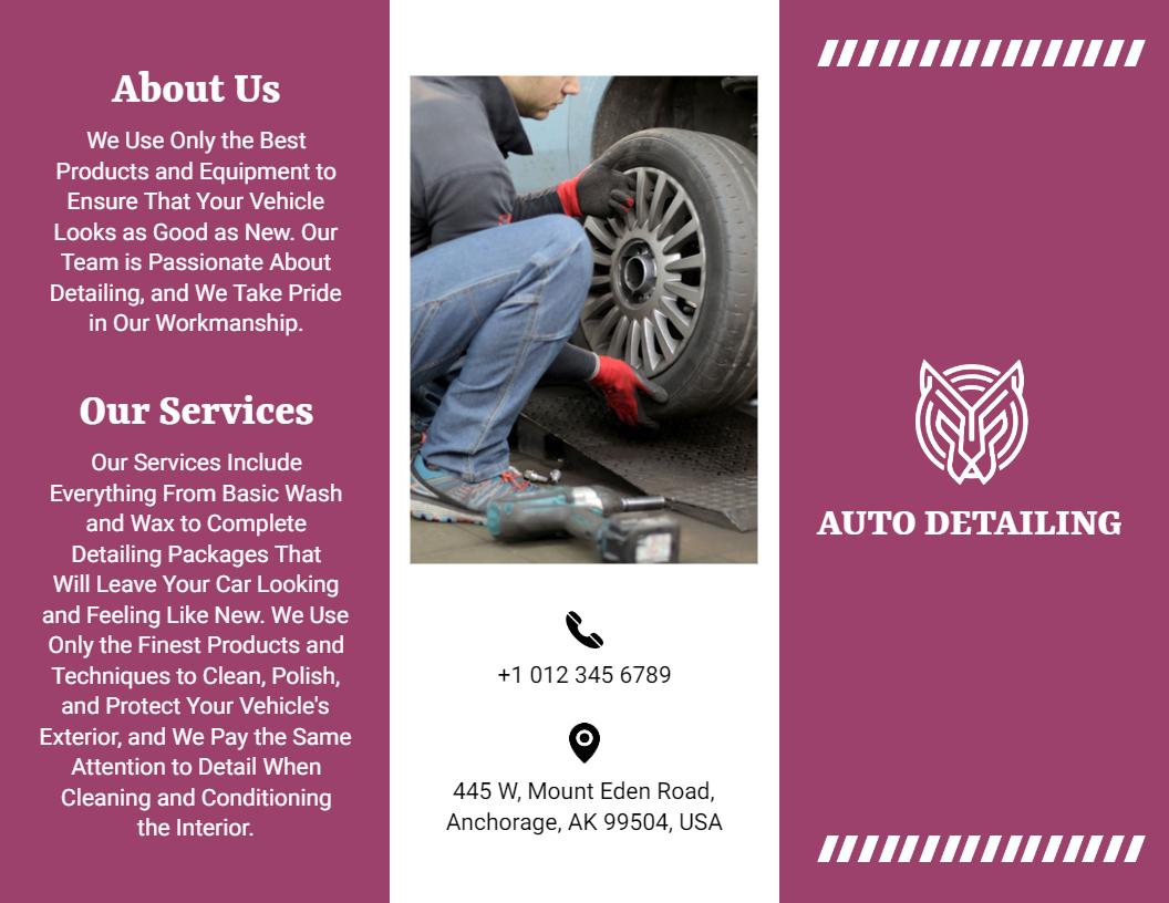 Professional Automobile Detailing Services and Care Brochure Template