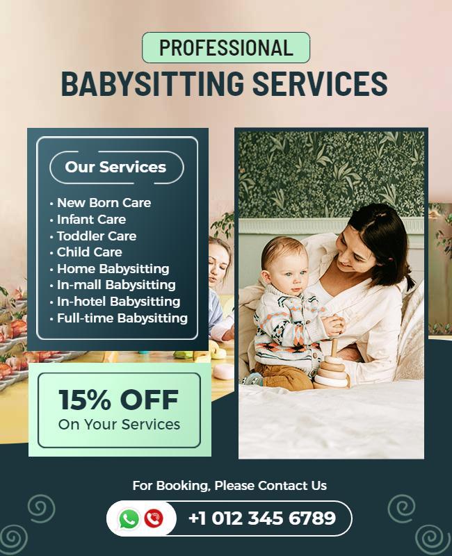 Professional Babysitting Services Offer Flyer Template