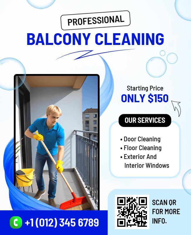 Professional Balcony Cleaning Service Flyer Template