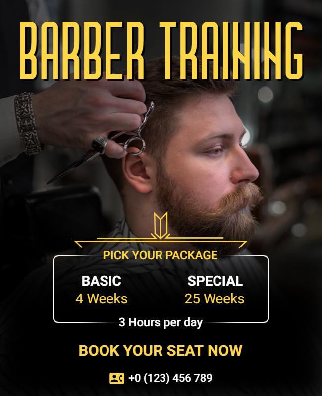 Professional Barber Training Course Flyer Template