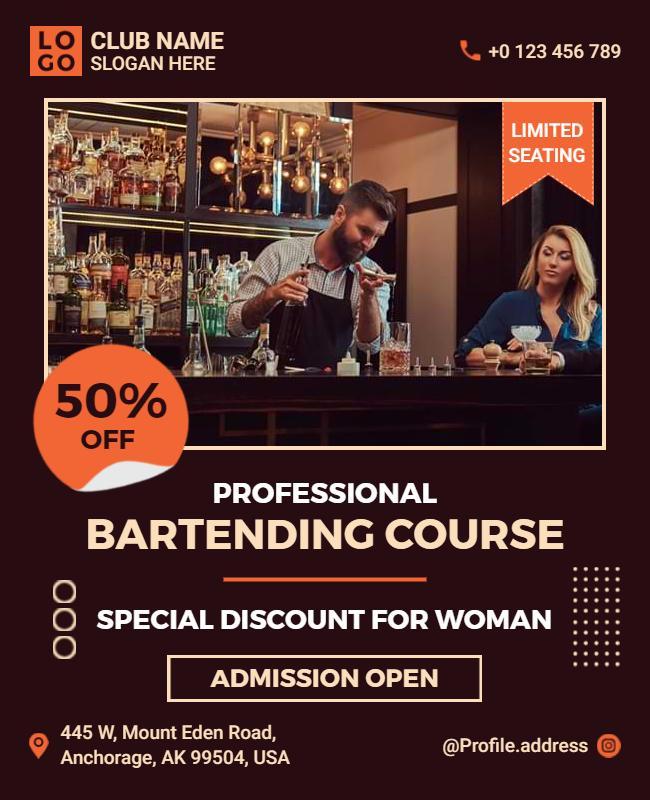 Professional Bartending Course Advertisement Flyer Template