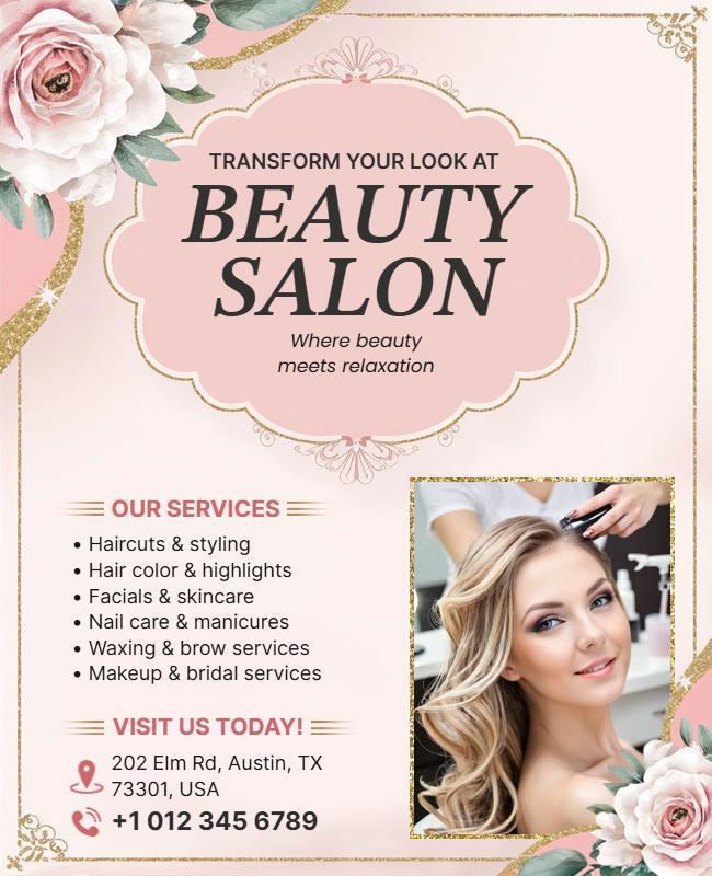 Professional Beauty Salon Advertisement Flyer Template