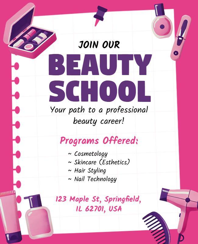 Professional Beauty School Program Information Flyer Template