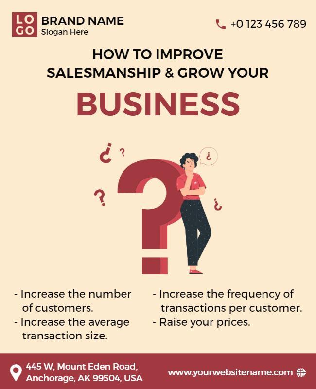 Professional Beige Marketing Sales Growth Strategies Poster Template