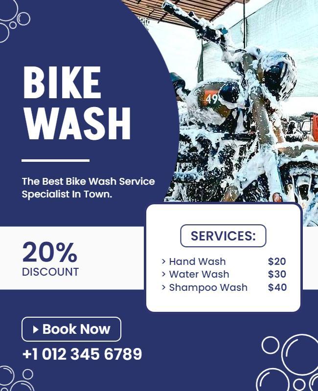 Professional Bike Wash Service Promotional Flyer Template