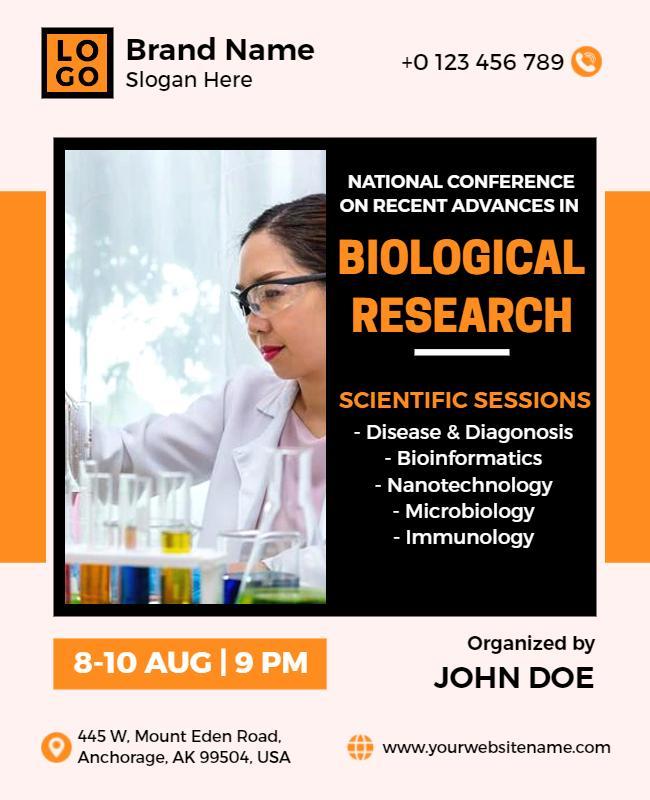 Professional Black and Orange Biological Research Conference Poster Template