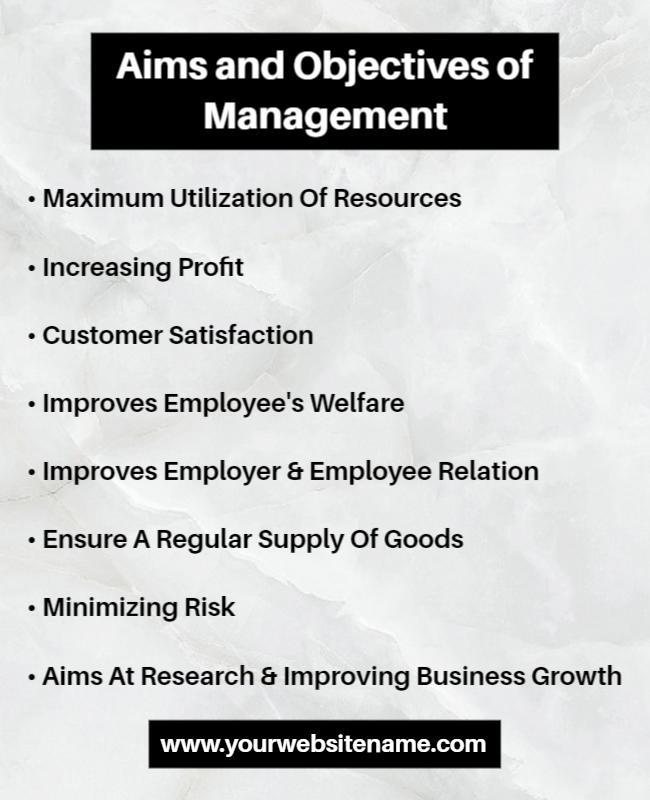 Professional Black and White Management Objectives Poster Template
