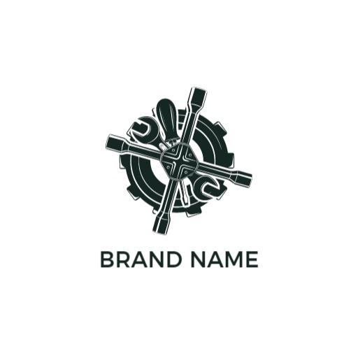 Professional Black Gear and Tools Representing Garage Services Logo Template