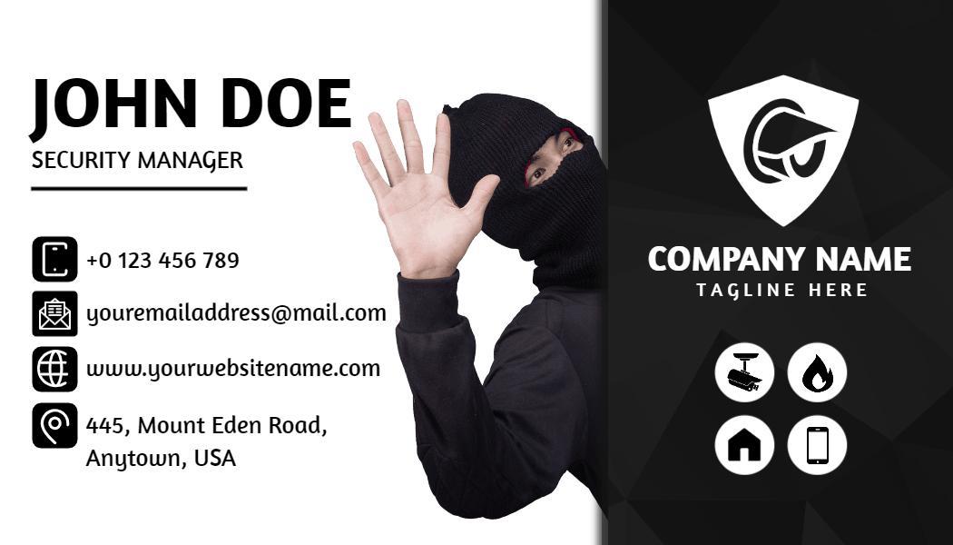 Professional Black Security Services Visiting Card Template