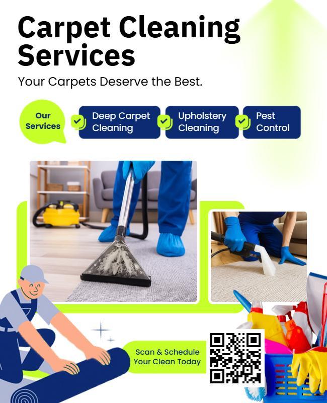 Professional Blue and Green Carpet Cleaning Services Flyer Template