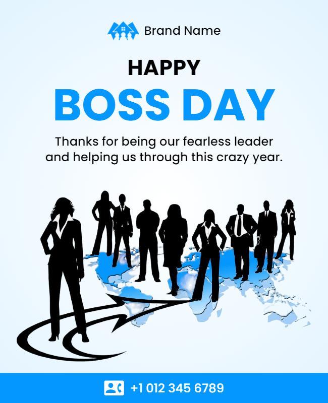 Professional Blue Boss Day Appreciation Team Poster Template