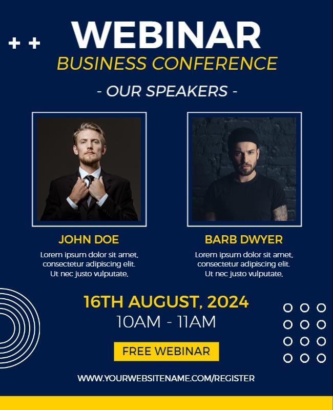 Professional Blue Business Conference Speaker Webinar Flyer Template
