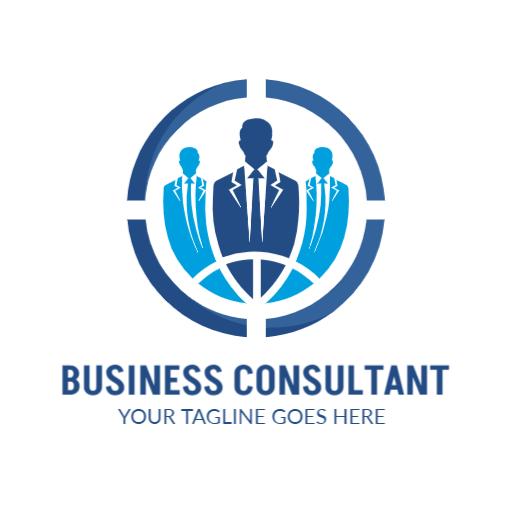 Professional Blue Business Consultant Representing Teamwork Logo Template